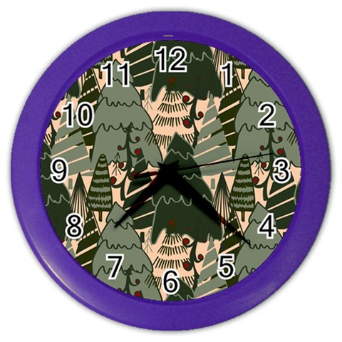 Christmas Vector Seamless Tree Pattern Color Wall Clock from ArtsNow.com Front