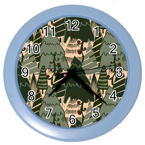 Christmas Vector Seamless Tree Pattern Color Wall Clock from ArtsNow.com Front