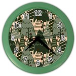Christmas Vector Seamless Tree Pattern Color Wall Clock