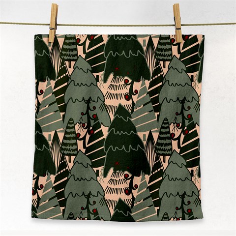 Christmas Vector Seamless Tree Pattern Face Towel from ArtsNow.com Front