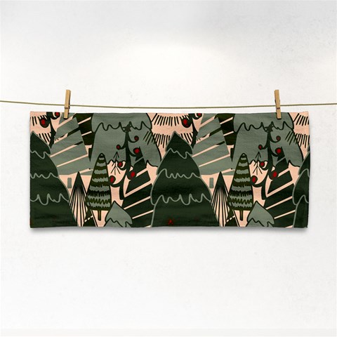 Christmas Vector Seamless Tree Pattern Hand Towel from ArtsNow.com Front