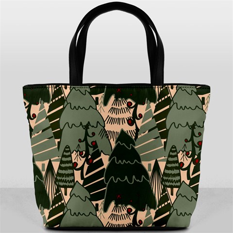 Christmas Vector Seamless Tree Pattern Bucket Bag from ArtsNow.com Front
