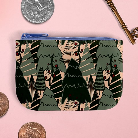Christmas Vector Seamless Tree Pattern Mini Coin Purse from ArtsNow.com Front