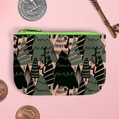 Christmas Vector Seamless Tree Pattern Mini Coin Purse from ArtsNow.com Front