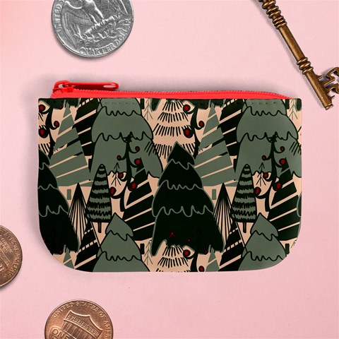 Christmas Vector Seamless Tree Pattern Mini Coin Purse from ArtsNow.com Front