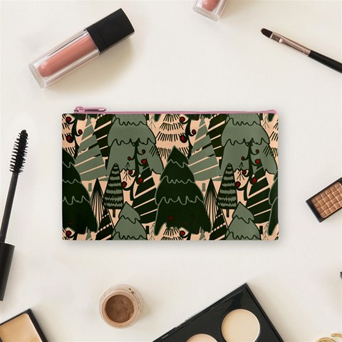 Christmas Vector Seamless Tree Pattern Cosmetic Bag (Small) from ArtsNow.com Front