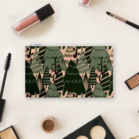 Christmas Vector Seamless Tree Pattern Cosmetic Bag (Small) from ArtsNow.com Front