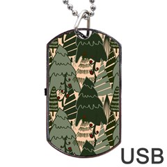 Christmas Vector Seamless Tree Pattern Dog Tag USB Flash (Two Sides) from ArtsNow.com Front