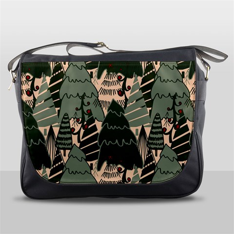 Christmas Vector Seamless Tree Pattern Messenger Bag from ArtsNow.com Front