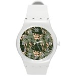 Christmas Vector Seamless Tree Pattern Round Plastic Sport Watch (M)