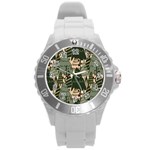 Christmas Vector Seamless Tree Pattern Round Plastic Sport Watch (L)