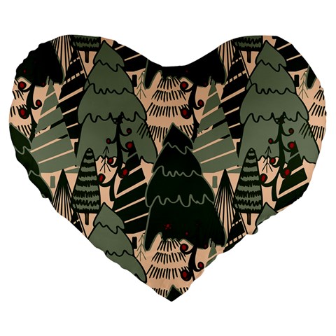 Christmas Vector Seamless Tree Pattern Large 19  Premium Heart Shape Cushions from ArtsNow.com Front