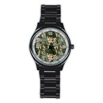 Christmas Vector Seamless Tree Pattern Stainless Steel Round Watch