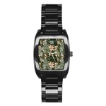 Christmas Vector Seamless Tree Pattern Stainless Steel Barrel Watch