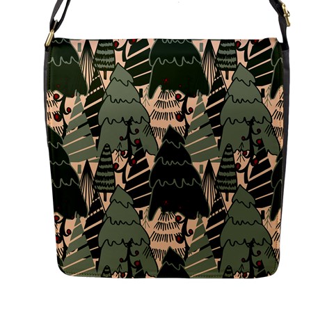 Christmas Vector Seamless Tree Pattern Flap Closure Messenger Bag (L) from ArtsNow.com Front