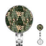 Christmas Vector Seamless Tree Pattern Stainless Steel Nurses Watch