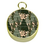 Christmas Vector Seamless Tree Pattern Gold Compasses