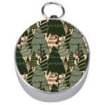Christmas Vector Seamless Tree Pattern Silver Compasses