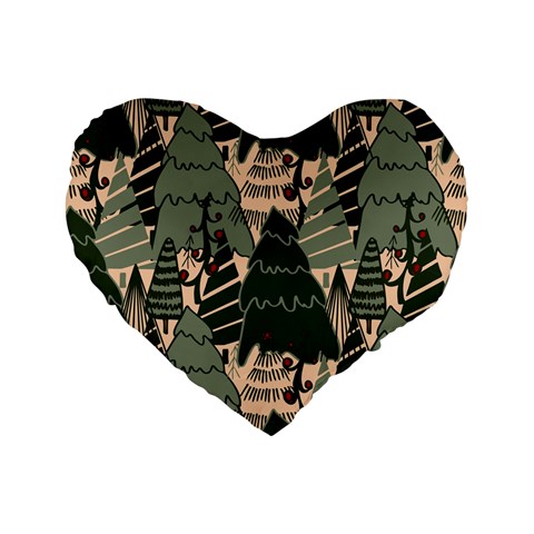 Christmas Vector Seamless Tree Pattern Standard 16  Premium Flano Heart Shape Cushions from ArtsNow.com Front