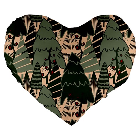 Christmas Vector Seamless Tree Pattern Large 19  Premium Flano Heart Shape Cushions from ArtsNow.com Front