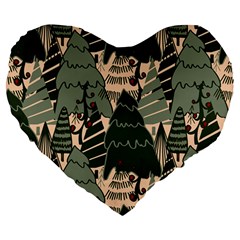 Christmas Vector Seamless Tree Pattern Large 19  Premium Flano Heart Shape Cushions from ArtsNow.com Front