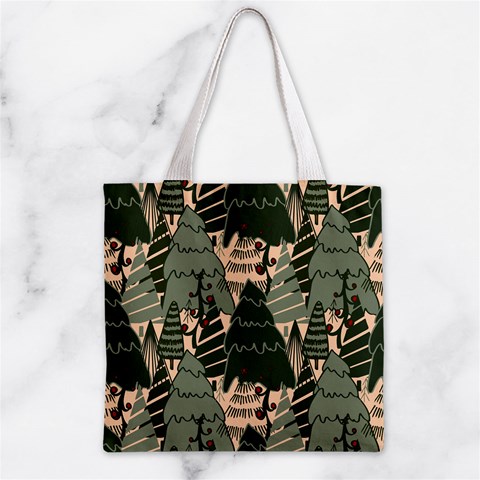Christmas Vector Seamless Tree Pattern Zipper Grocery Tote Bag from ArtsNow.com Back