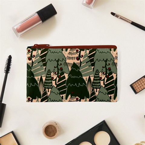 Christmas Vector Seamless Tree Pattern Cosmetic Bag (XS) from ArtsNow.com Front