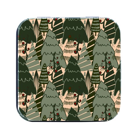 Christmas Vector Seamless Tree Pattern Square Metal Box (Black) from ArtsNow.com Front