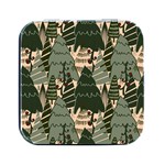 Christmas Vector Seamless Tree Pattern Square Metal Box (Black)