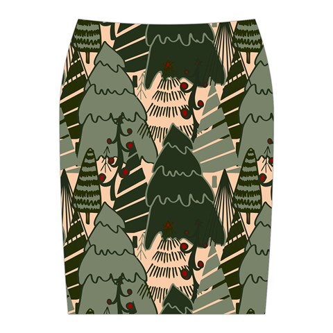 Christmas Vector Seamless Tree Pattern Midi Wrap Pencil Skirt from ArtsNow.com Back