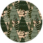Christmas Vector Seamless Tree Pattern Wooden Bottle Opener (Round)