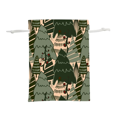 Christmas Vector Seamless Tree Pattern Lightweight Drawstring Pouch (M) from ArtsNow.com Front