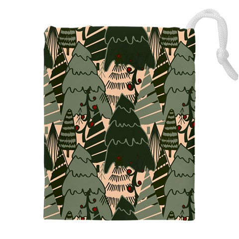 Christmas Vector Seamless Tree Pattern Drawstring Pouch (4XL) from ArtsNow.com Front