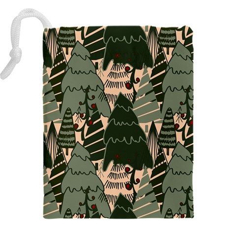 Christmas Vector Seamless Tree Pattern Drawstring Pouch (5XL) from ArtsNow.com Back