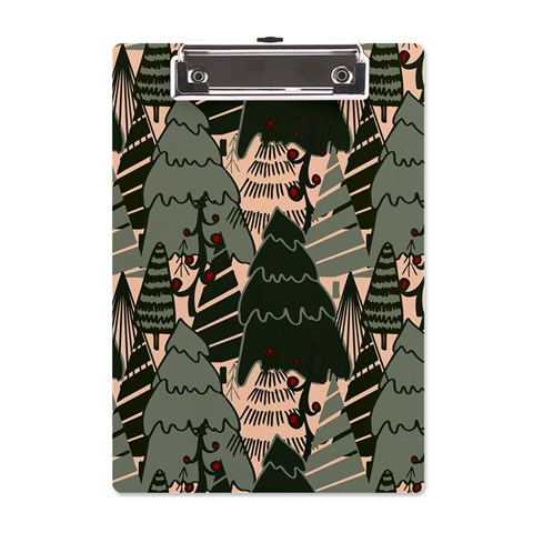 Christmas Vector Seamless Tree Pattern A5 Acrylic Clipboard from ArtsNow.com Front