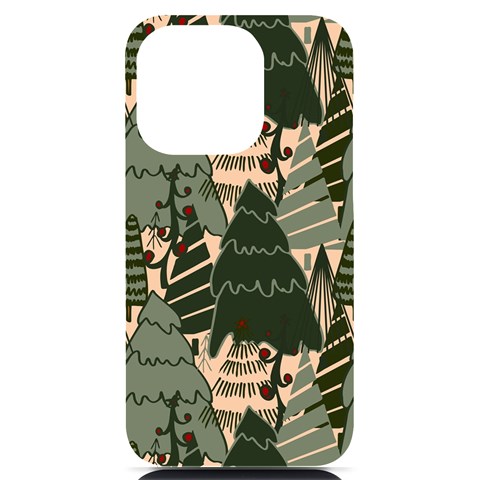 Christmas Vector Seamless Tree Pattern iPhone 14 Pro Black UV Print Case from ArtsNow.com Front
