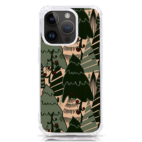 Christmas Vector Seamless Tree Pattern iPhone 14 Pro TPU UV Print Case from ArtsNow.com Front
