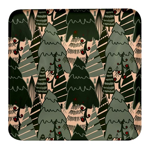 Christmas Vector Seamless Tree Pattern Square Glass Fridge Magnet (4 pack) from ArtsNow.com Front