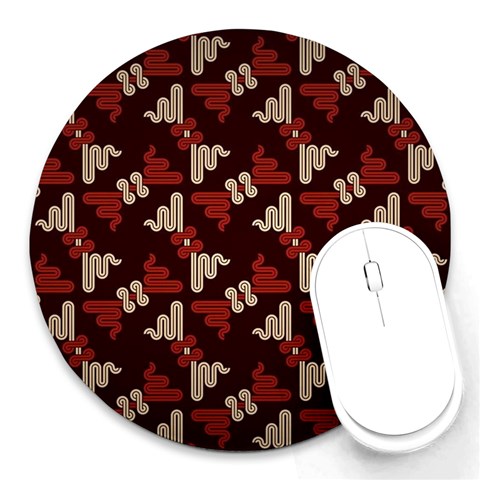 Oriental Dragon Motif Pattern Round Mousepad from ArtsNow.com Front