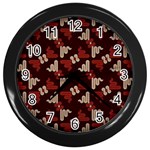 Oriental Dragon Motif Pattern Wall Clock (Black)