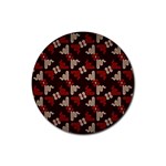 Oriental Dragon Motif Pattern Rubber Round Coaster (4 pack)