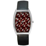 Oriental Dragon Motif Pattern Barrel Style Metal Watch
