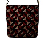 Oriental Dragon Motif Pattern Flap Closure Messenger Bag (L)