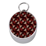 Oriental Dragon Motif Pattern Mini Silver Compasses