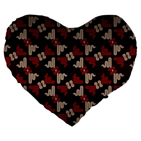 Oriental Dragon Motif Pattern Large 19  Premium Flano Heart Shape Cushions from ArtsNow.com Front