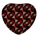 Oriental Dragon Motif Pattern Heart Glass Fridge Magnet (4 pack)