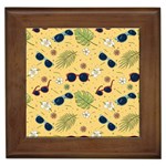 Seamless Pattern Of Sunglasses Tropical Leaves And Flowers Framed Tile