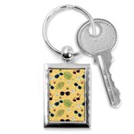 Seamless Pattern Of Sunglasses Tropical Leaves And Flowers Key Chain (Rectangle)