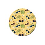 Seamless Pattern Of Sunglasses Tropical Leaves And Flowers Magnet 3  (Round)