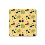 Seamless Pattern Of Sunglasses Tropical Leaves And Flowers Square Magnet